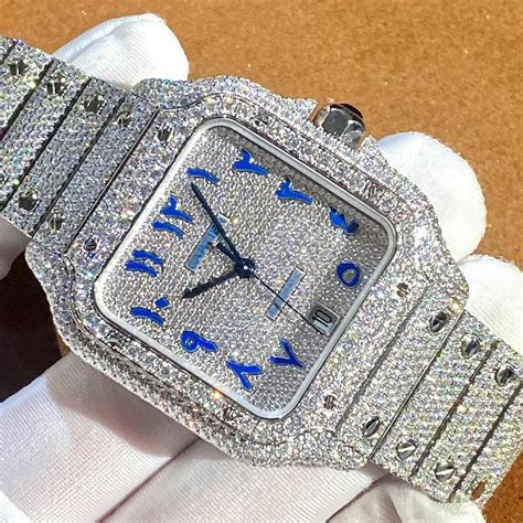 cartier santos diamond iced.